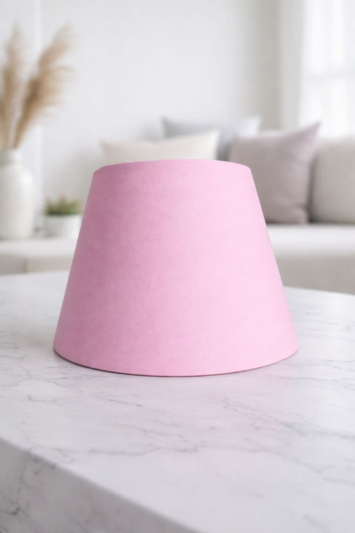 22 cm Abajur Şapkası — Pembe Kumaş — görsel 1