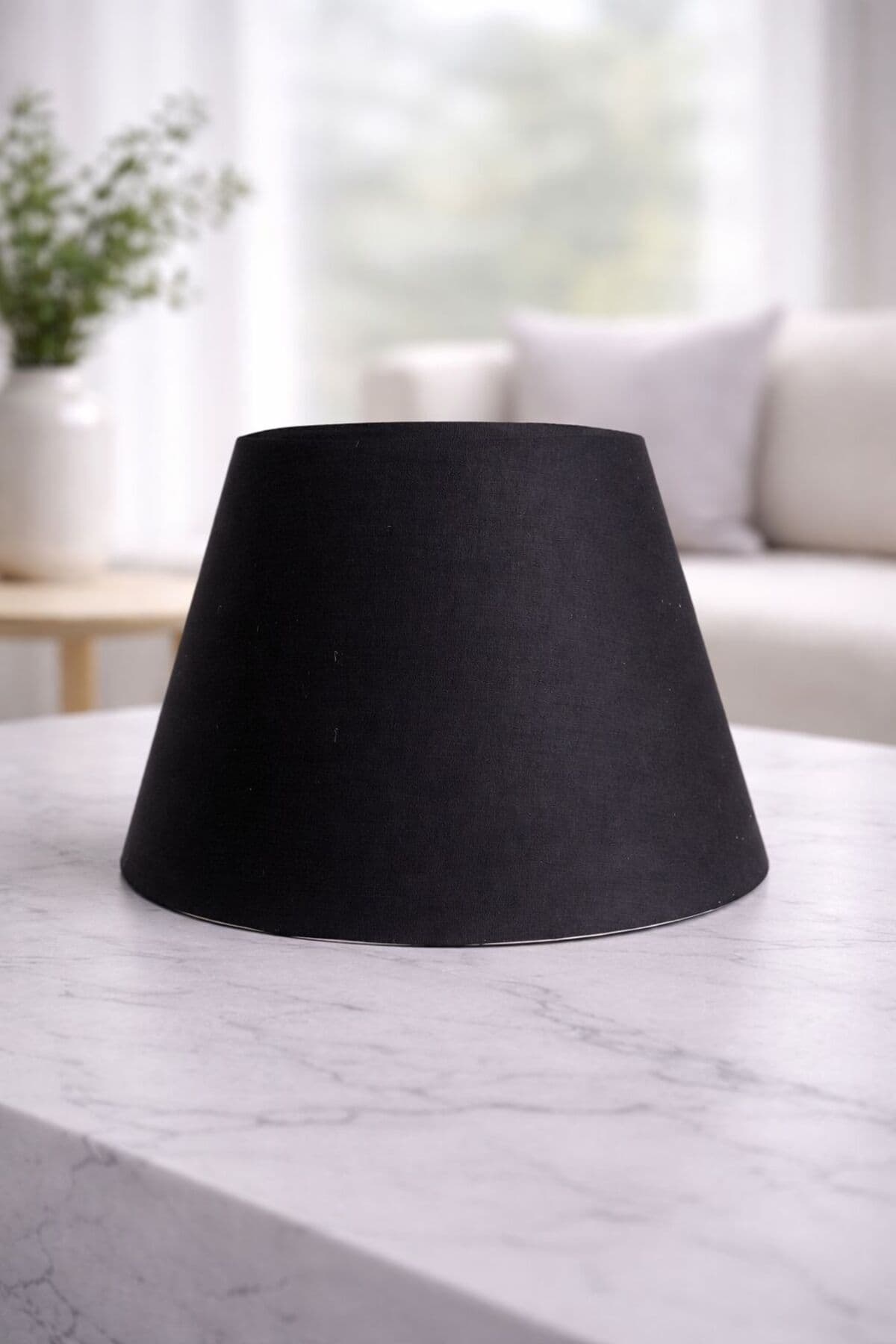 22 cm Abajur Şapkası — Siyah Kumaş — görsel 1